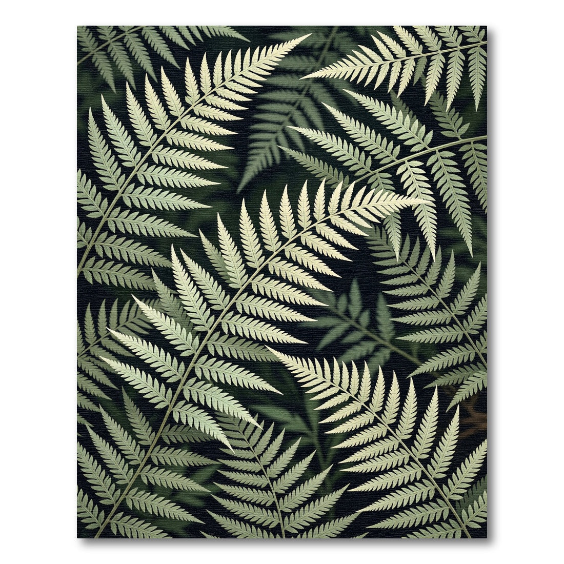 Light Green Fern Frond Overlap Rug