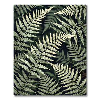 Light Green Fern Frond Overlap Rug