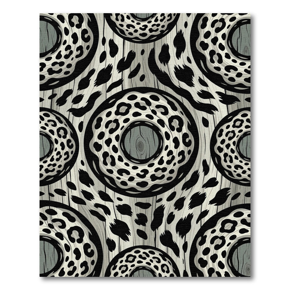 Monochromatic Leopard Rings Wood Grain Rug