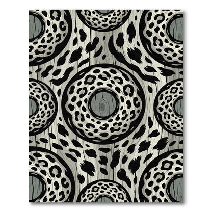 Monochromatic Leopard Rings Wood Grain Rug