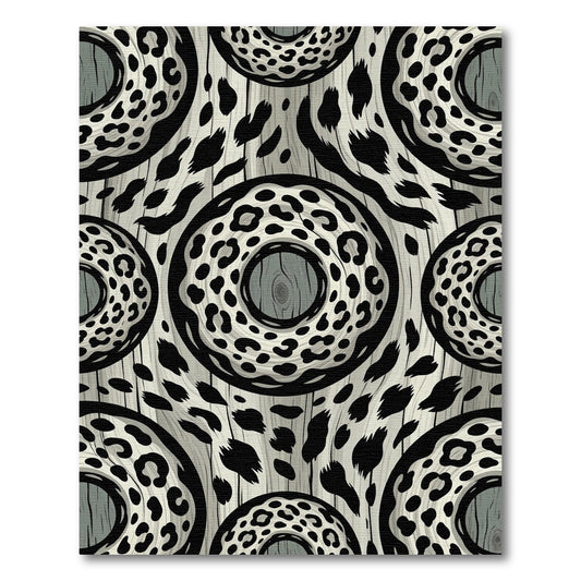 Monochromatic Leopard Rings Wood Grain Rug