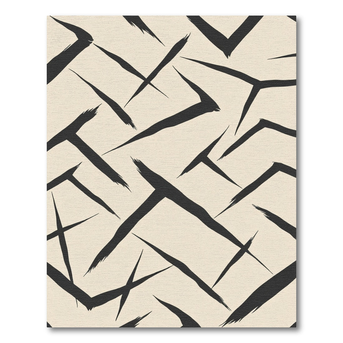 Black Brush Stroke Abstract Rug
