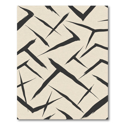 Black Brush Stroke Abstract Rug