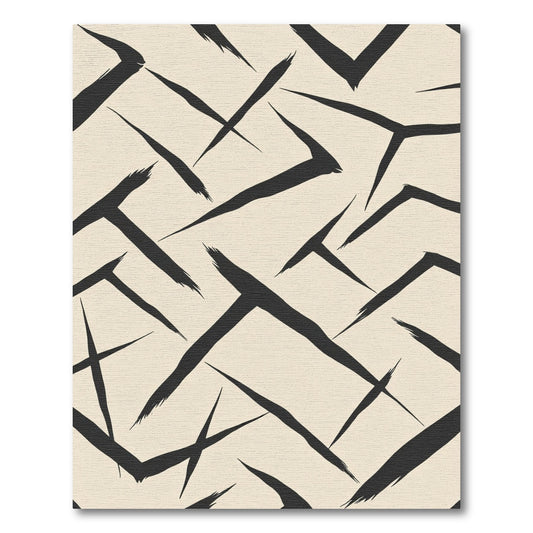 Black Brush Stroke Abstract Rug