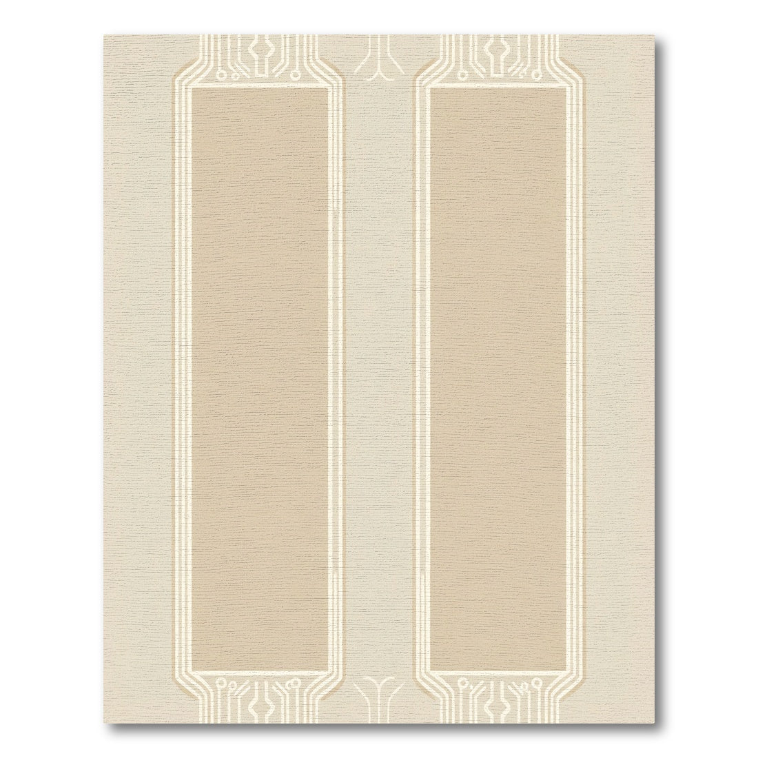 Neutral Beige Circuit Board Stripes Rug