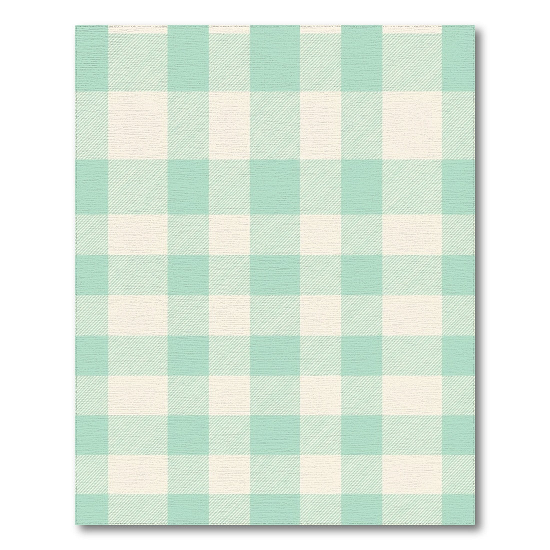 Light Green Cream Gingham Check Rug
