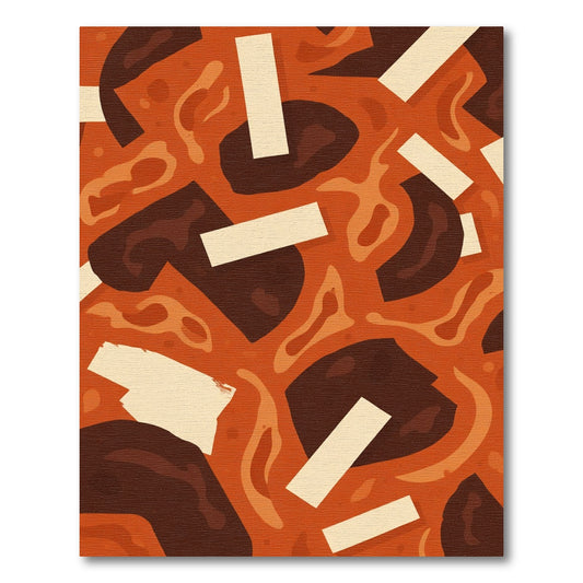 Terracotta Scarlet Abstract Organic Shapes Rug