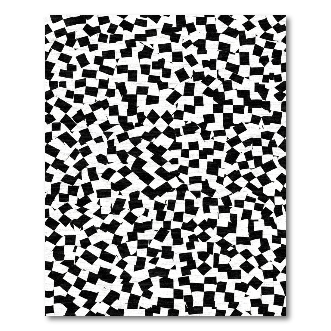 Distorted Black White Checkerboard Layout Rug