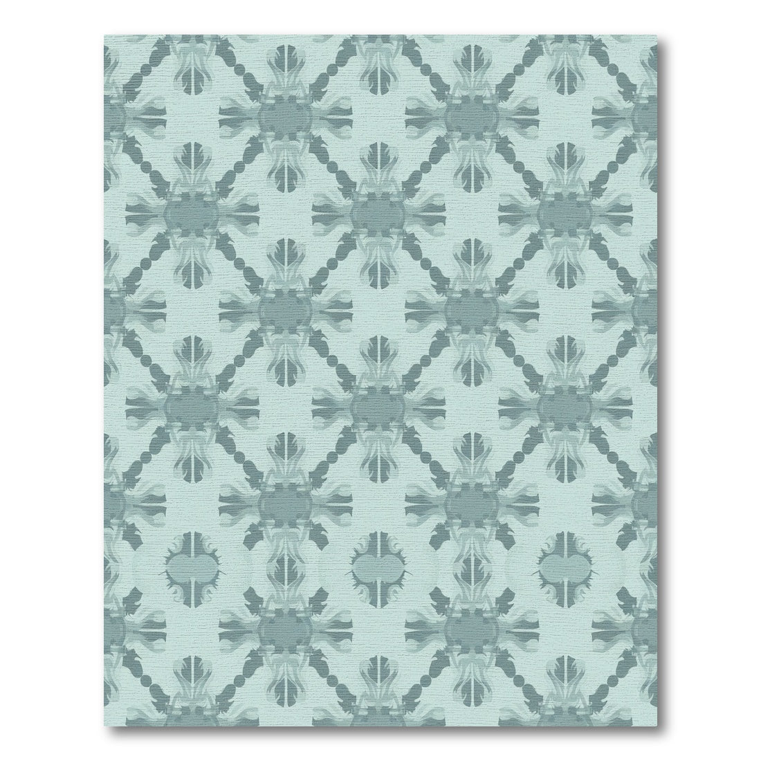 Pale Teal Abstract Medallion Quilt Rug