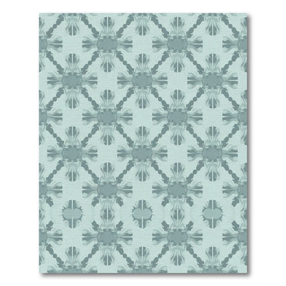 Pale Teal Abstract Medallion Quilt Rug