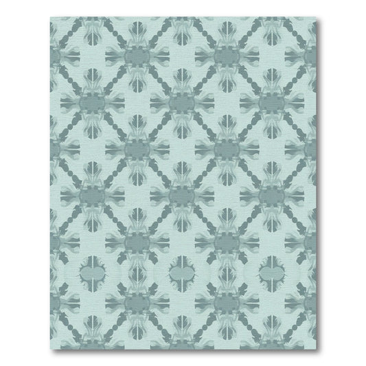Pale Teal Abstract Medallion Quilt Rug