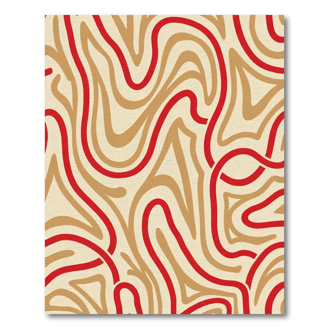 Bold Red Tan Wavy Lines Rug