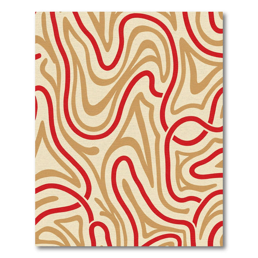 Bold Red Tan Wavy Lines Rug
