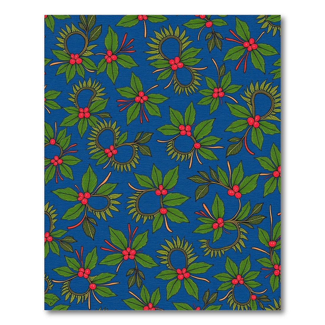 Vibrant Blue Holly Berry Garland Rug