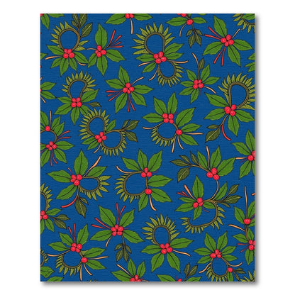 Vibrant Blue Holly Berry Garland Rug