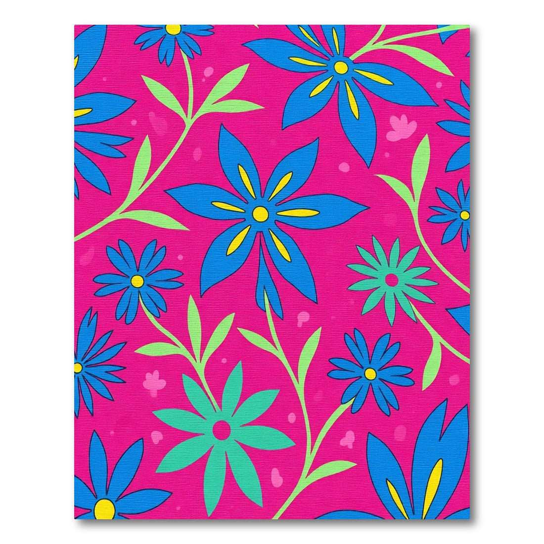 Vibrant Blue Floral Garden Background Rug