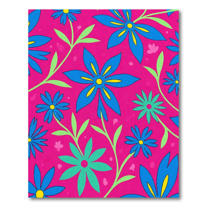 Vibrant Blue Floral Garden Background Rug