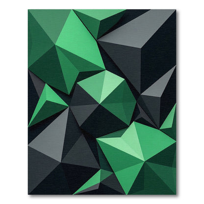 Geometric Emerald and Charcoal Split Prism Rug