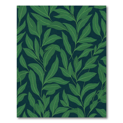 Deep Green Leafy Branch Composition Rug