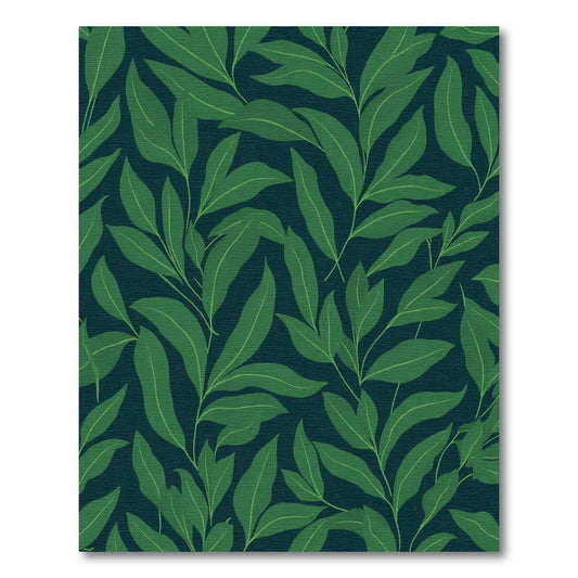 Deep Green Leafy Branch Composition Rug