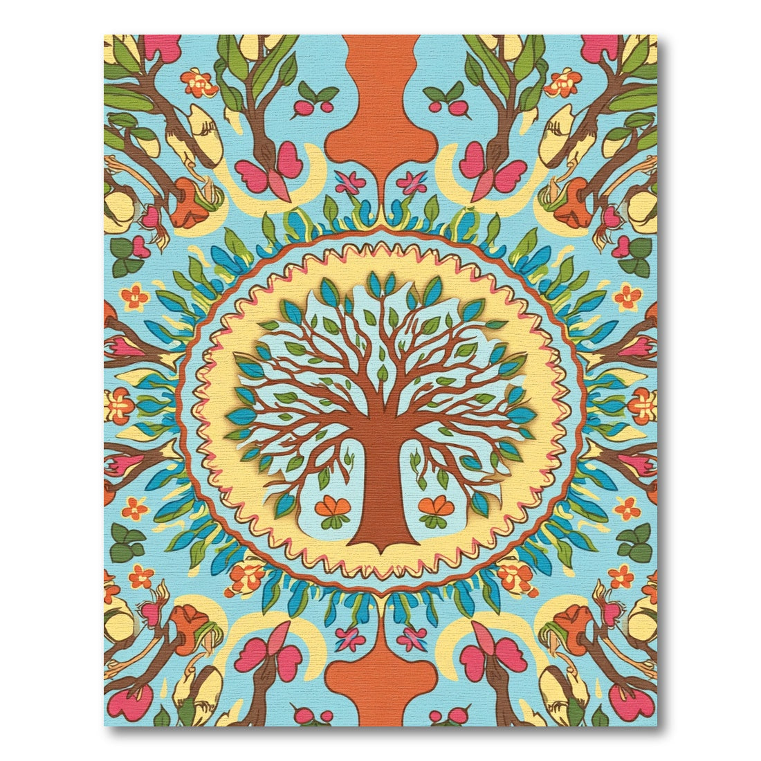 Radiant Sky Blue Tree of Life Medallion Rug