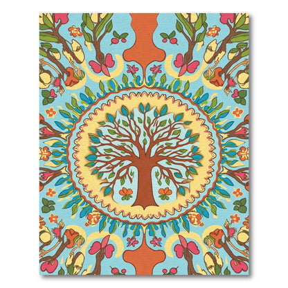 Radiant Sky Blue Tree of Life Medallion Rug