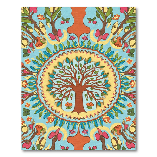Radiant Sky Blue Tree of Life Medallion Rug