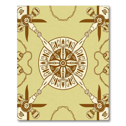 Earthy Yellow Brown Radial Sunburst Rug