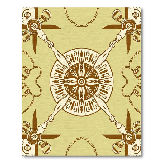 Earthy Yellow Brown Radial Sunburst Rug