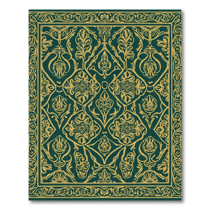 Emerald Gold Ornate Floral Vine Rug
