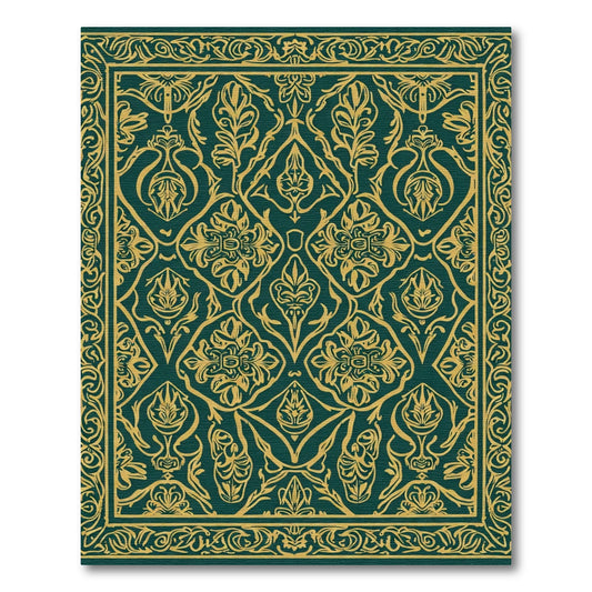 Emerald Gold Ornate Floral Vine Rug