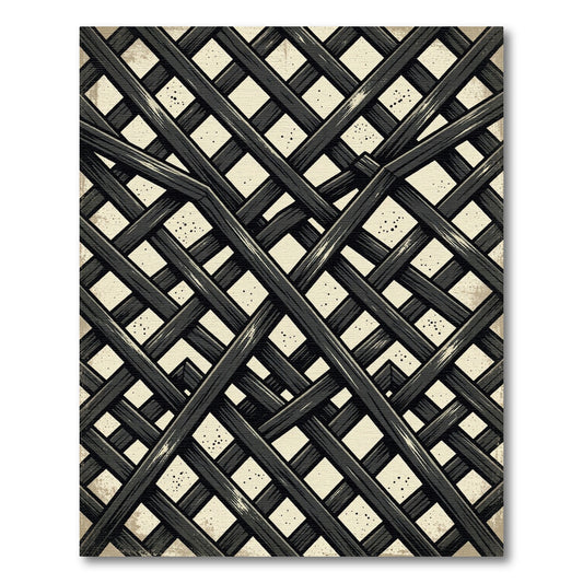 Geometric Charcoal Black Lattice Weave Rug
