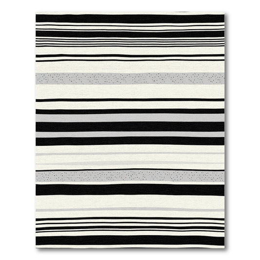 Minimalist Black White Speckled Stripe Rug