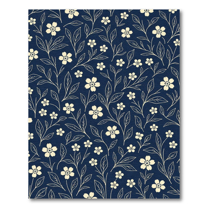 Cream Floral Vine Navy Background Rug