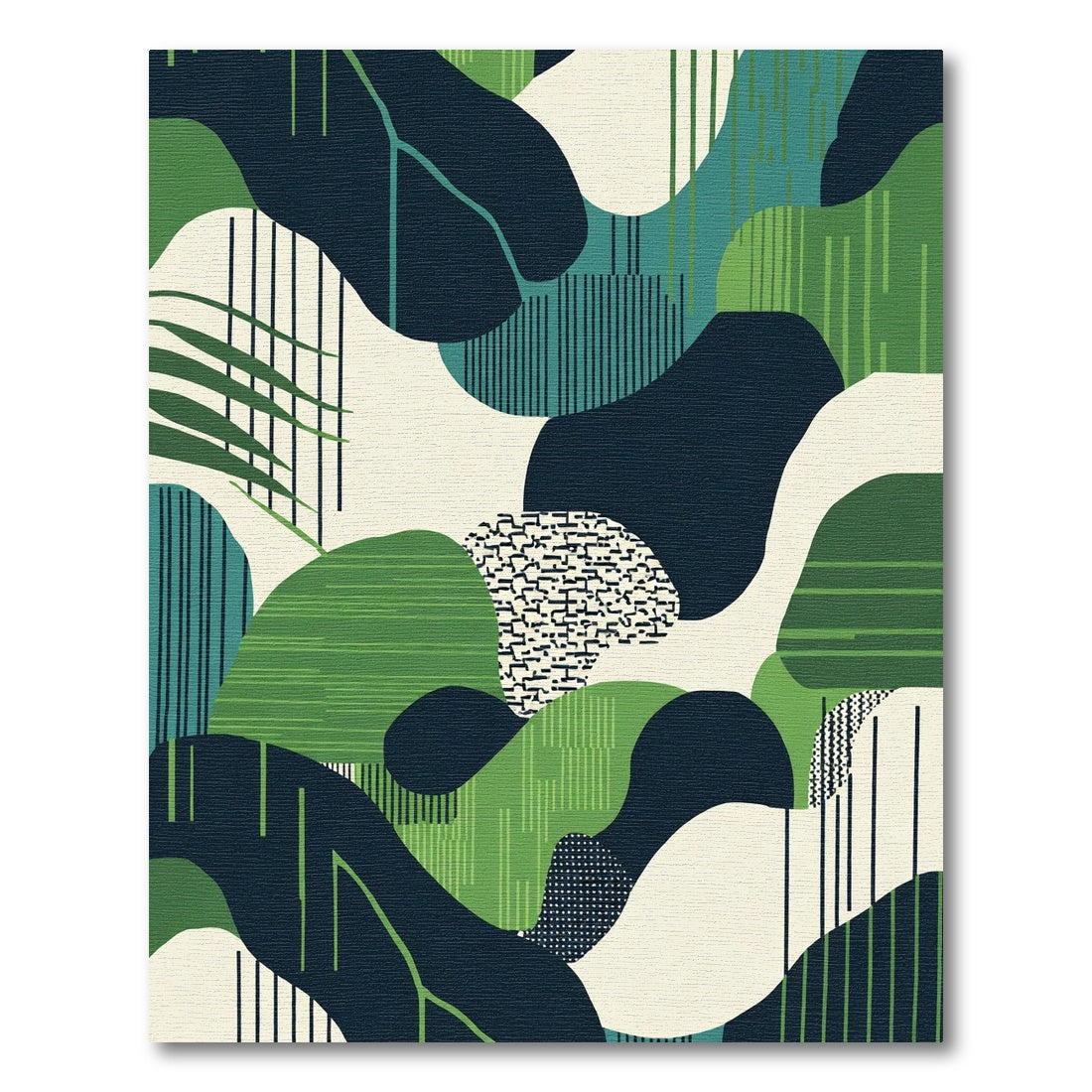 Abstract Organic Shapes Terra Cotta Greens Rug