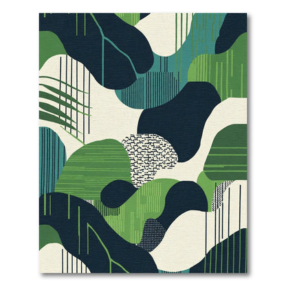Abstract Organic Shapes Terra Cotta Greens Rug