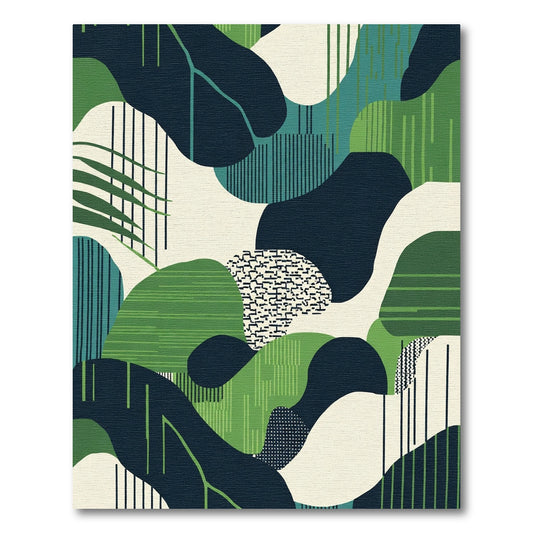Abstract Organic Shapes Terra Cotta Greens Rug