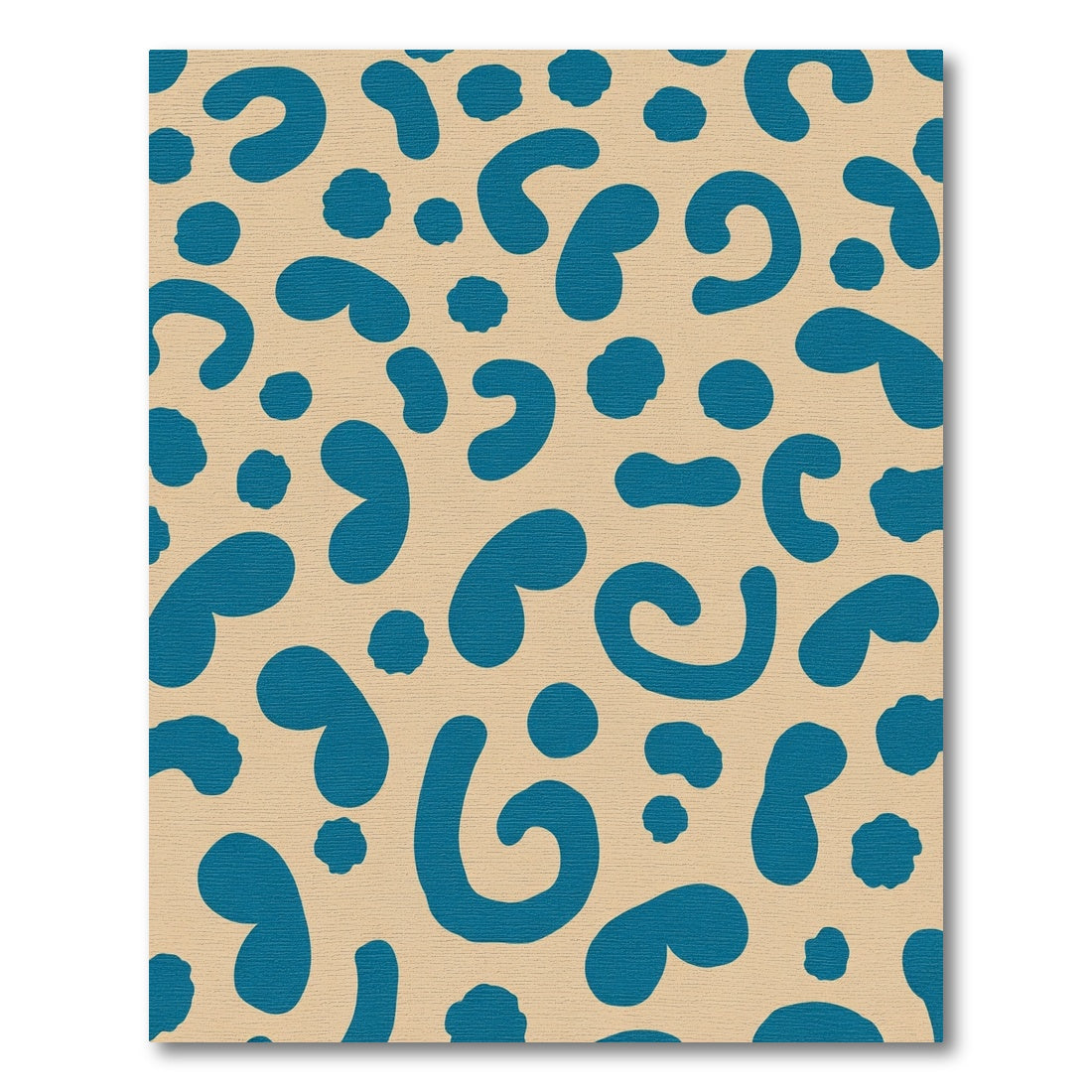 Teal Organic Blobs Tan Background Rug
