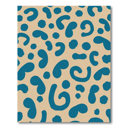 Teal Organic Blobs Tan Background Rug