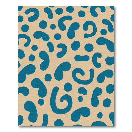 Teal Organic Blobs Tan Background Rug