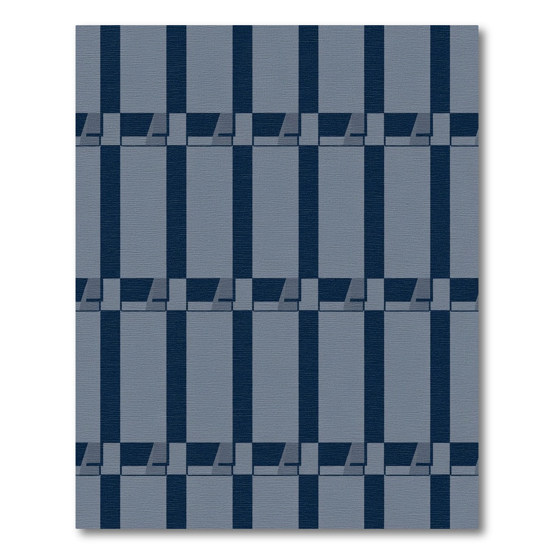 Deep Blue Wide Grid Rectangles Rug