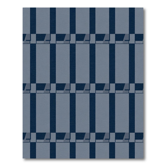 Deep Blue Wide Grid Rectangles Rug