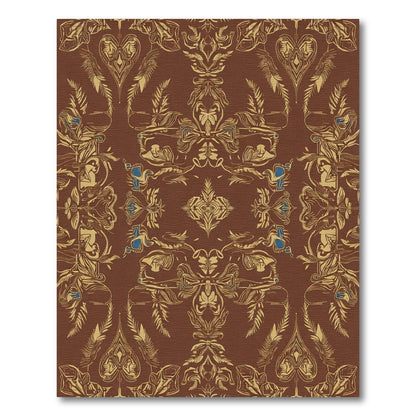Rich Brown Vintage Florentine Scroll Rug