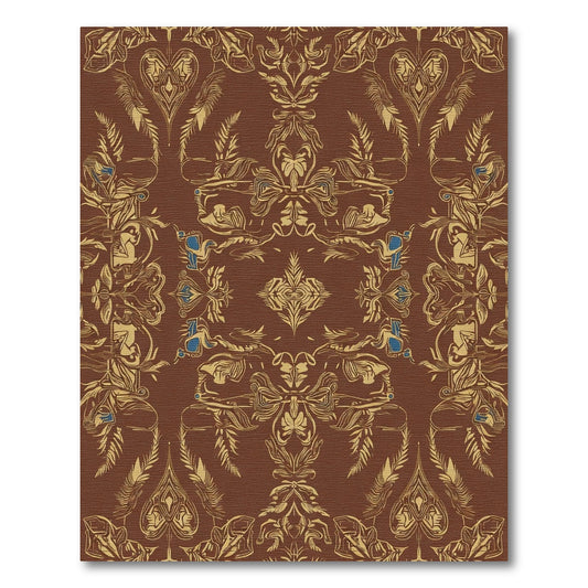 Rich Brown Vintage Florentine Scroll Rug