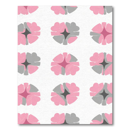 Pink Gray Abstract Starburst Rug
