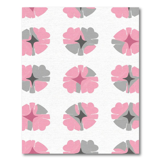 Pink Gray Abstract Starburst Rug