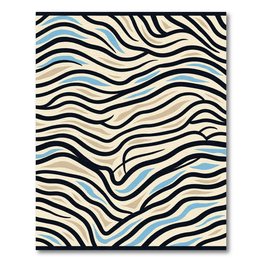 Bold Black Striped Wave Rug
