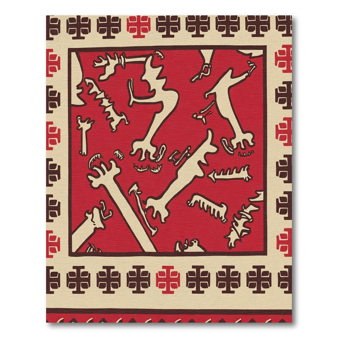Abstract Figures Red Beige Graphic Accents Rug