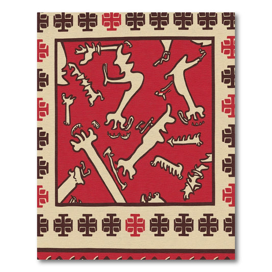 Abstract Figures Red Beige Graphic Accents Rug