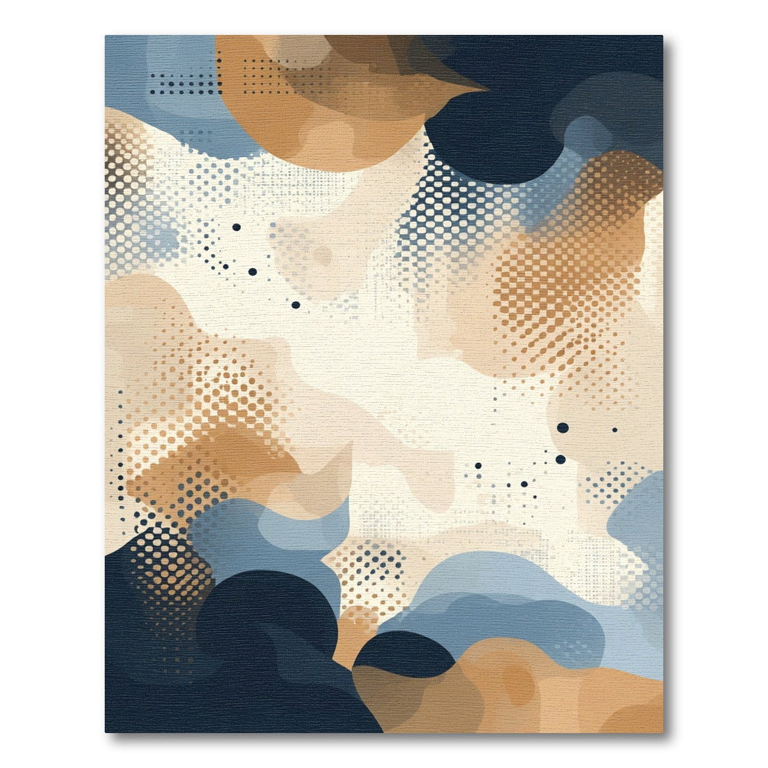 Abstract Shapes Blue Gold Halftone Rug